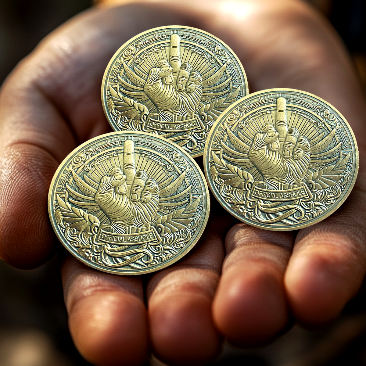 Lot of 3 Cool Official As*hole Bad Man Middle Finger Challenge Coin Gift  For Men | eBay