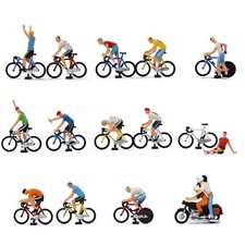 Model Railway HO Scale 1:87 Cyclist 15 Poses Bicycle Motorcycle Cycling Scene