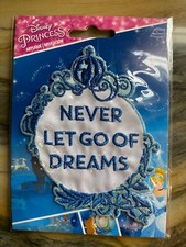 NEW Disney Princess Cinderella Carriage "Never Let Go Of Dreams" Iron On Patch 