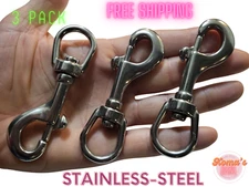 316 Stainless Steel Bolt action swivel eye snap hook with 3/4" eyelet. 3 count