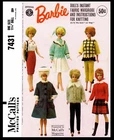 McCall's 7431 BARBIE Pattern Fashion Doll Sewing & Knitting