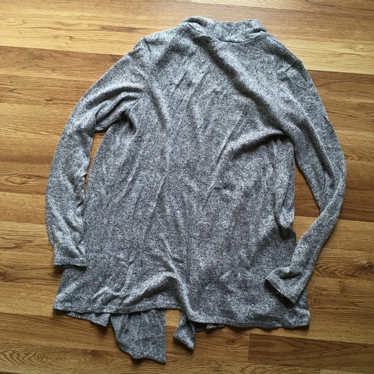 J.M. Fleurette Heather Gray Open Front Lightweight Cardigan Sweater Women s M