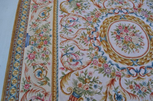 Alfombra de lana francesa Savonnerie | alfombra de área de lana gruesa y de felpa anudada a mano 9'x12' - Imagen 4 de 12