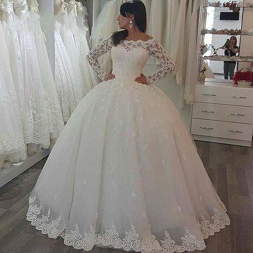 Long Sleeve Wedding Dresses White Off 