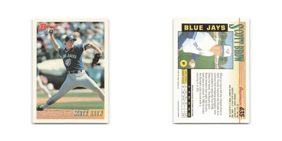 Scott Brow Rookie 1993 Bowman #435 Toronto Blue Jays Baseball Card NM - Image 3 of 3