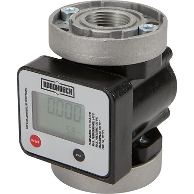 Roughneck Digital Oval Gear Diesel Fuel Meter, 2.64-26.4, 1in. Inlet/Outlet
