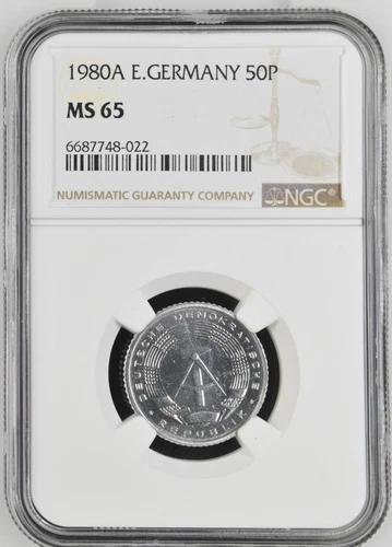 East Germany DDR 50 Pfennig 1980A NGC MS 65