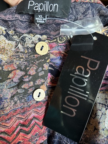 Papillon Patchwork Printed Dress Women’s XL Boho Artsy Blue Floral Style 15526 - Picture 8 of 10