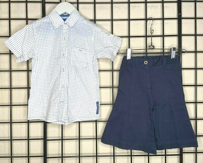 NEW NWT 2PC SET Blue/White Dot Top/Denim Coulottes-Kidsagogo/Dragon Rabbit-3/4Y 