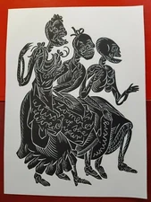 (462) Stefanie Schilling, original linocut, New Leipzig School