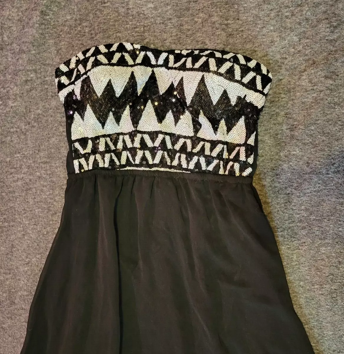 Sequin top best sale flowy bottom dress