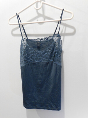 Calida Blue Camisole w/Sheer Lace Top Sleepwear Nightwear Size XS Women's 