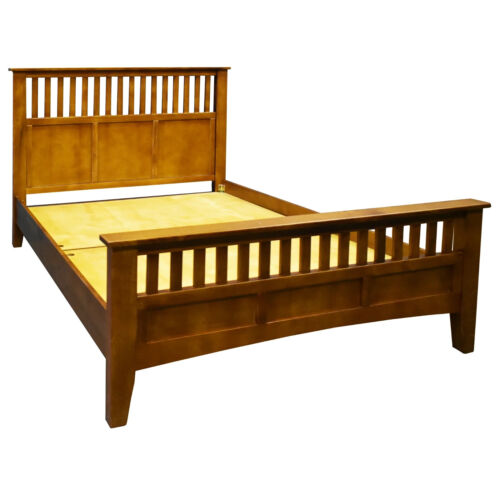Mission Style Quarter Sawn Oak Bed with Slats - Queen Size - Michael's Cherry