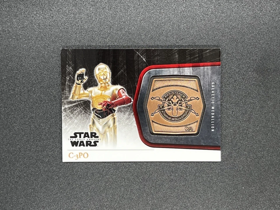 2015 Topps Star Wars: The Force Awakens Series 1 Medallions Bronze C3P0 #M-27 - Image 2 of 3