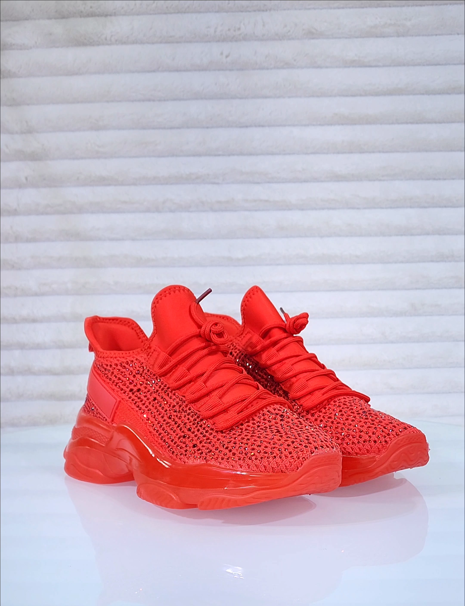 Frey Red Jelly Sole Slip On Pull Tie Comfy Running Shoes Sneakers