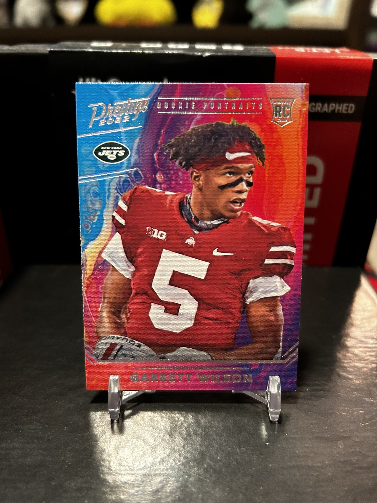 2022 Prestige Garrett Wilson Rookie Portraits SSP Case Hit Jets