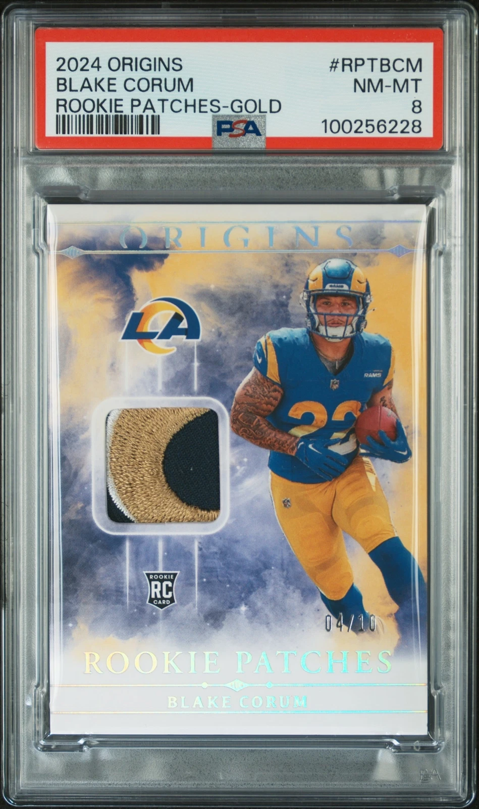 Blake Corum Panini Origins Rookie Patches #RPTBCM Gold
