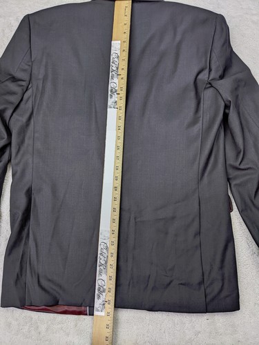 Fellini Mens 40R Charcoal Black Super 140s Blazer Jacket 2 Button - Picture 10 of 16