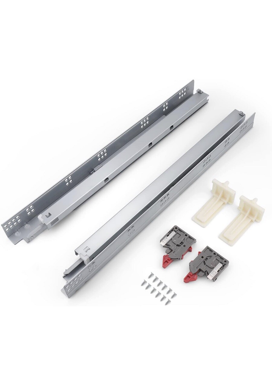 1Pair 21" Soft Close Drawer Rails Full Extension Locking Dev
