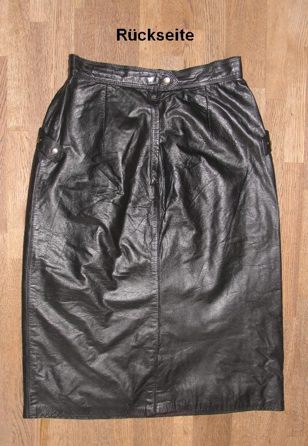 Good Knee Length Leather Skirt/Skirt From Beef Nappa Leather IN Black