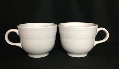 Lead Free Homer Laughlin Fiesta White 6 oz.  Coffee Tea Cup ~ EUC ~ Set of 2