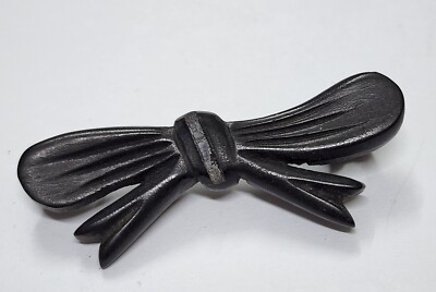 antique Victorian black mourning brooch bow pin hand made  display picture 2