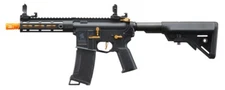 Lancer Tactical Gen 3 Hellion 7" M-LOK Airsoft Electronic AEG Rifle Black/Gold
