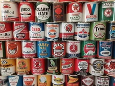 Vintage Motor Oil Cans 1 qt.  10 can Special Offer Mix or Match any 10 listed !