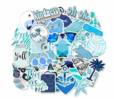 Vsco Stickers For Hydro Flask Light Blue Vinyl Waterproof Water