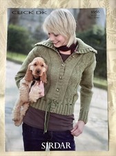 Sirdar Click knitting pattern 8956. DK collared cardigan 32-42" Original