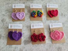 Spring Summer Boho Chic Crochet earrings Roses Hearts choose your colors