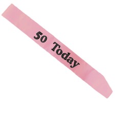 50 Today Sash Birthday Pink 62" Party Pink Rhinestone Accessory