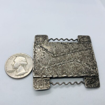 VINTAGE ARTISAN MADE HAND WORKED JEWELRY PIN BROOCH ABSTRACT DESIGN