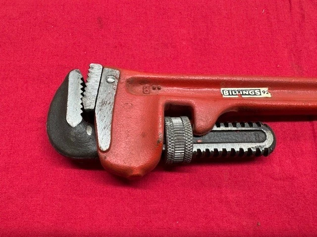 Billings No. 92 Heavy Duty Pipe Wrench, 8" 1/8-1" Carbon Steel  Vintage! - Image 2 of 4