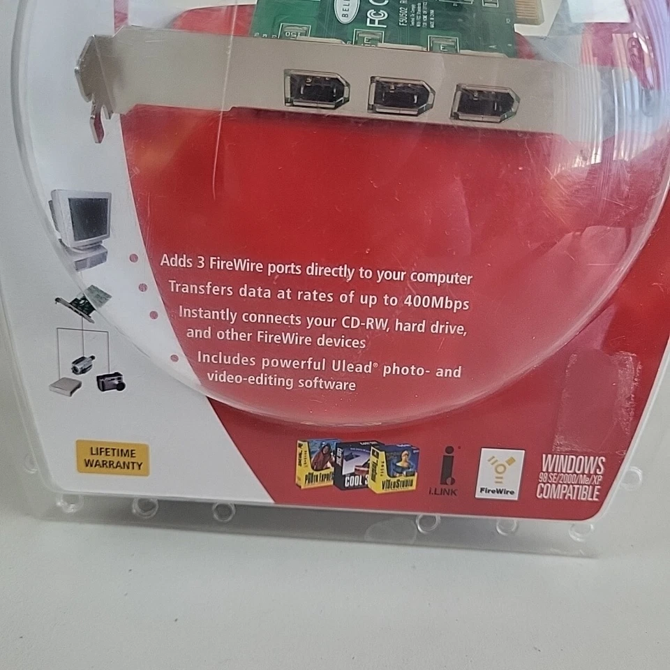 Belkin FireWire 3-Port  PCI Card - New F5U502 Transfer Data Cable 2.1 Slot  - Image 2 of 4