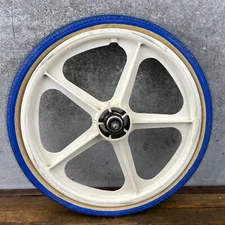 Skyway Tuff II BMX Mag Rear Wheel White Old School Freestyle 80s Panaracer Tire.