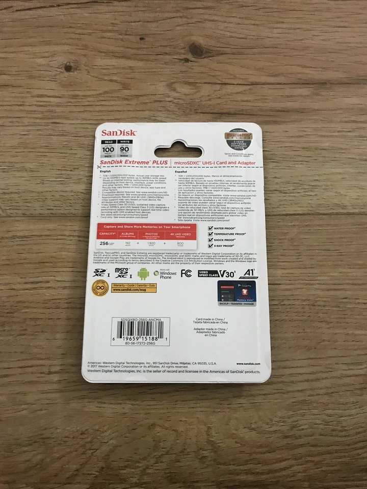 SanDisk Extreme 256gb micro SDXC SD Adapter For Android Windows GENUINE NEW - Image 2 of 2