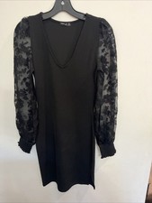 Popular Vneck Puff Sheer Sleeve Dress Black Sm Boho Whimsygoth Cottage core