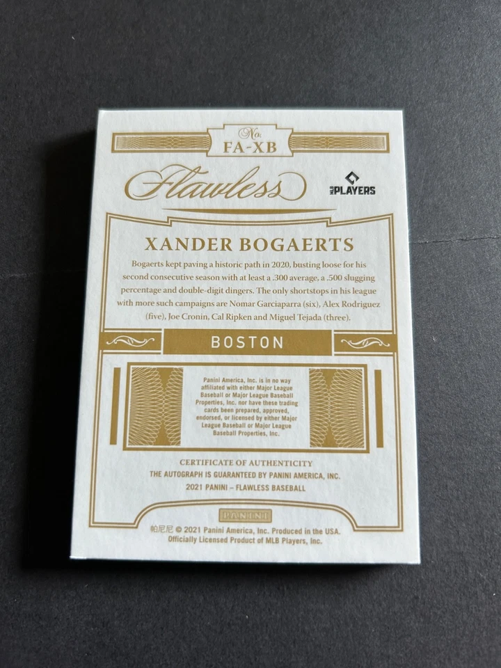 2021 PANINI FLAWLESS #FA-XB XANDER BOGARTS AUTOMÁTICO 1/1 - Imagem 2 de 2