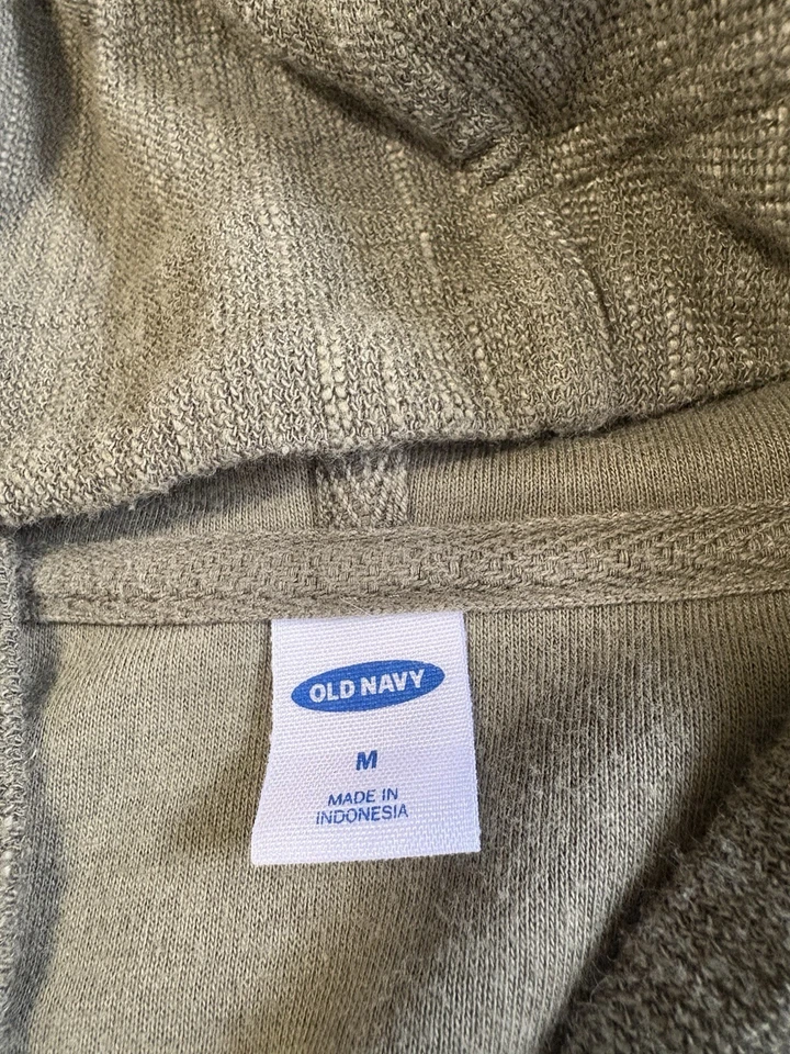 Sudadera con capucha para mujer Green Old Navy recortada con cremallera M minimalista Foto 2 de 3