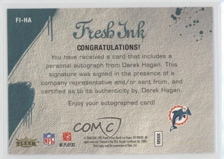 2006 Flair Showcase Fresh Ink Derek Hagan #FI-HA Rookie Auto RC - Image 2 of 3