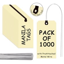 INNOVART Shipping Tags - Double Wired 2 3/4' x 1 3/8', Manila Wire Tags with ...