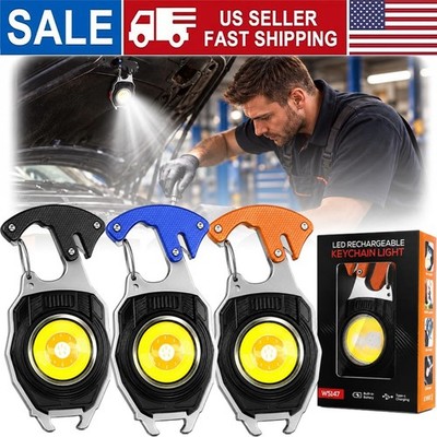 8-in-1 Multifunctional Keychain Flashlight Rechargeable Cob Work Light Mini