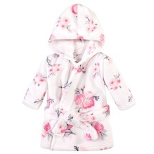 Unisex Baby Plush Animal Face Bathrobe, Pink Floral, 0-9 Months