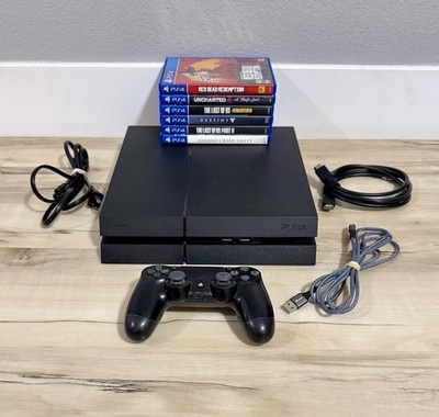 Sony PS4 PlayStation Red Dead Console Bundle W/ Controller + 6-Games - Tested