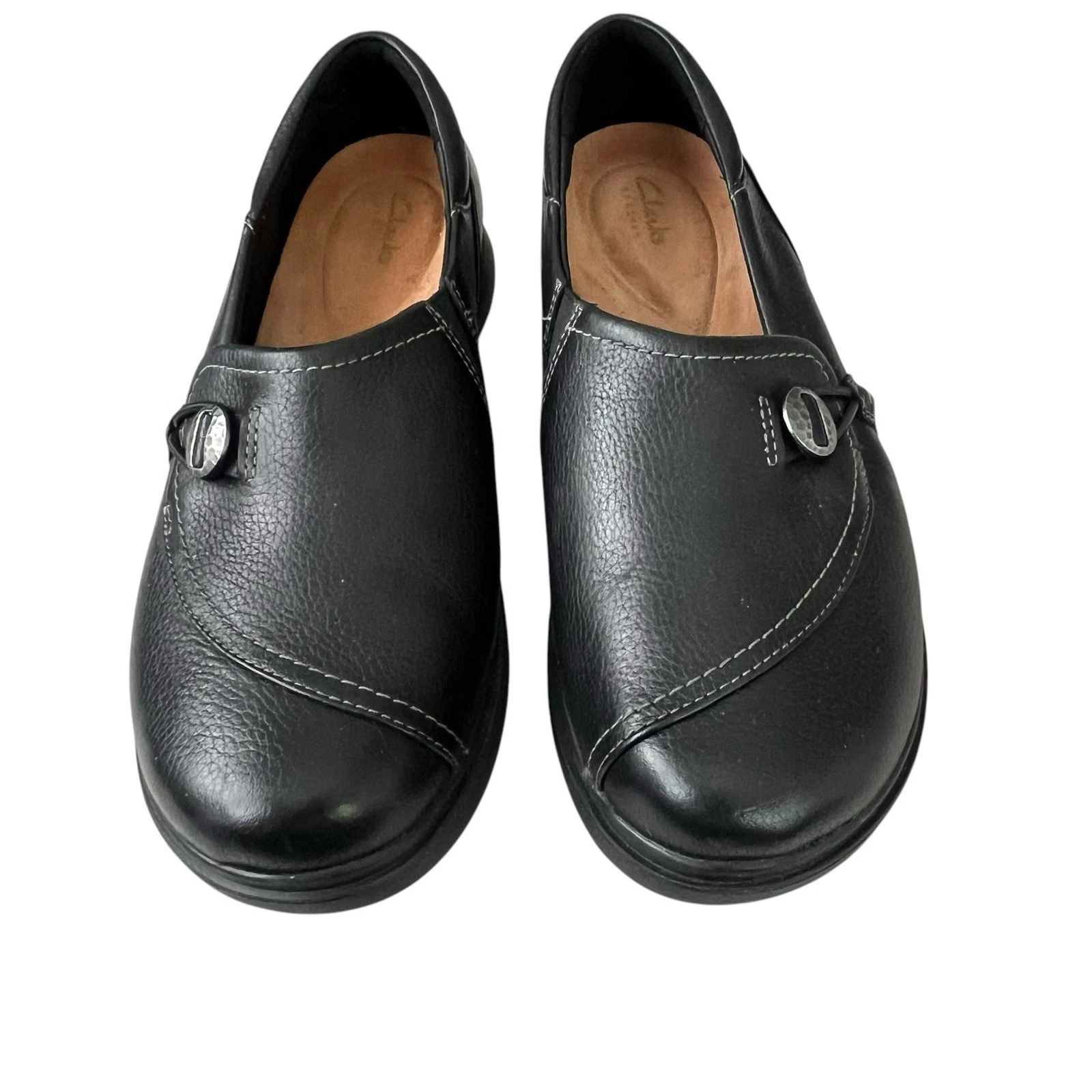 CLARKS Mocassini Clark’s Certina Ease slip on donna 8 5 XW pelle nera comodi NUOVI