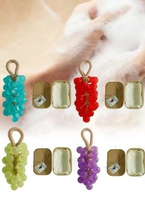 Grape Natural Handmade Soap Grape Soap on a Rope for Washing Hands and Bat DE