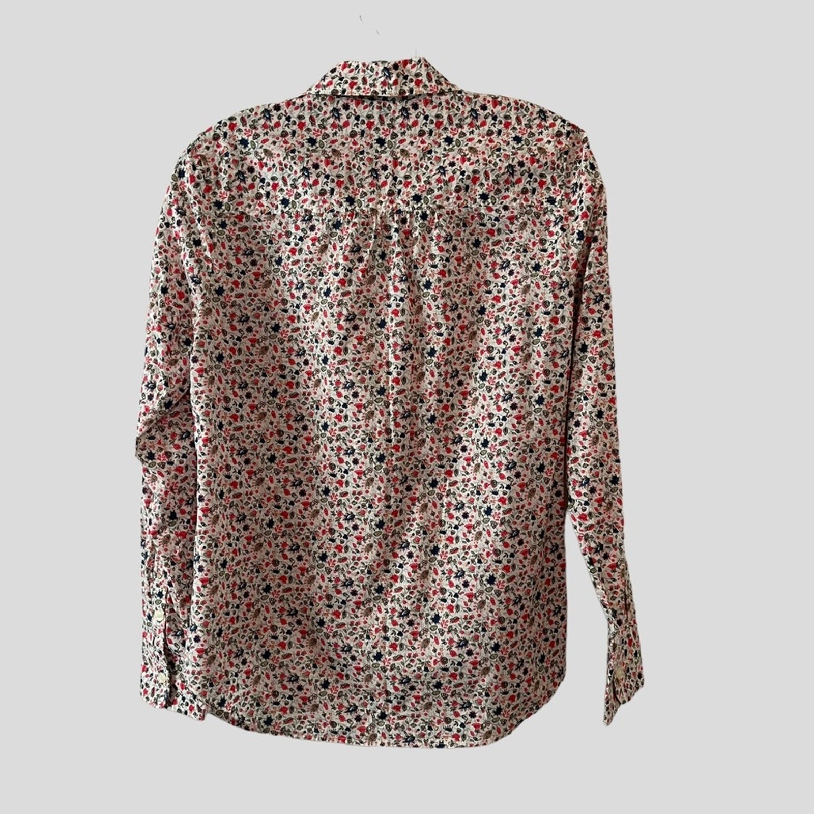 J. Crew floral Oxford floral partial button up shirt size small image 3