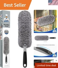 Gentle Lint-Free Microfiber Duster for Furniture & Blinds - Ergonomic Handle