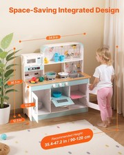 For Play Kitchen For Kids, Wooden Toy Kitchen Set with Lights and Sounds, Todd